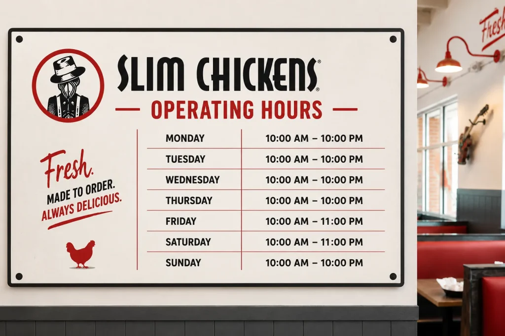Slim chicken Operating Hours (USA)